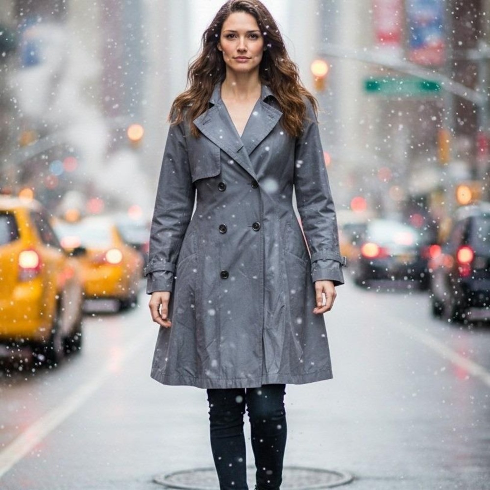 Monica Gray Womens Vintage Gray Thermolite Trench Coat 16 NWT Removeable Liner